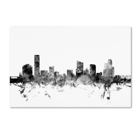 Michael Tompsett 'Grand Rapids MI Skyline B&W' Canvas Art,12x19